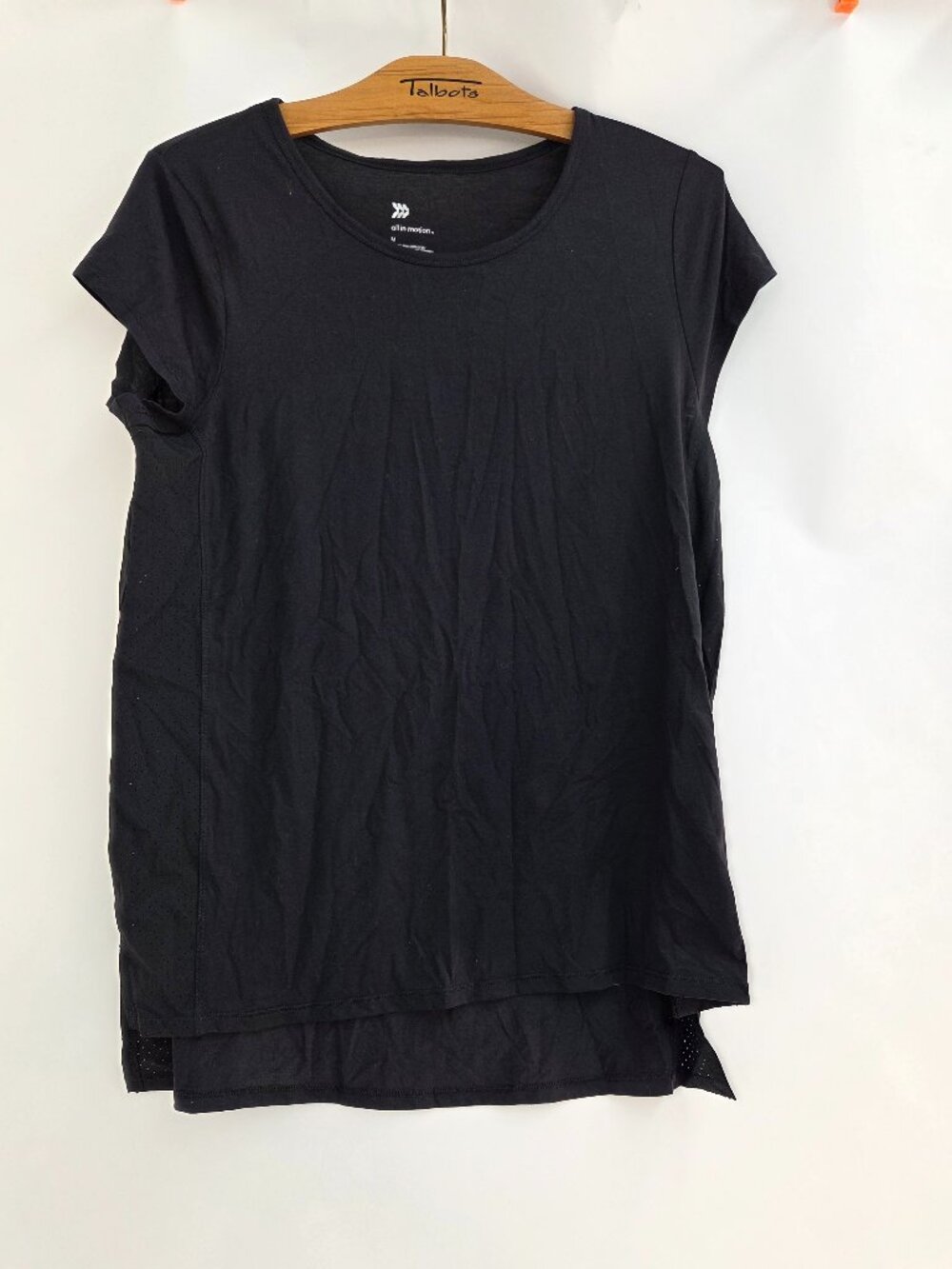 All In Motion Women Medium Activewear Shirt Moisture Wicking Short Sleeve Black